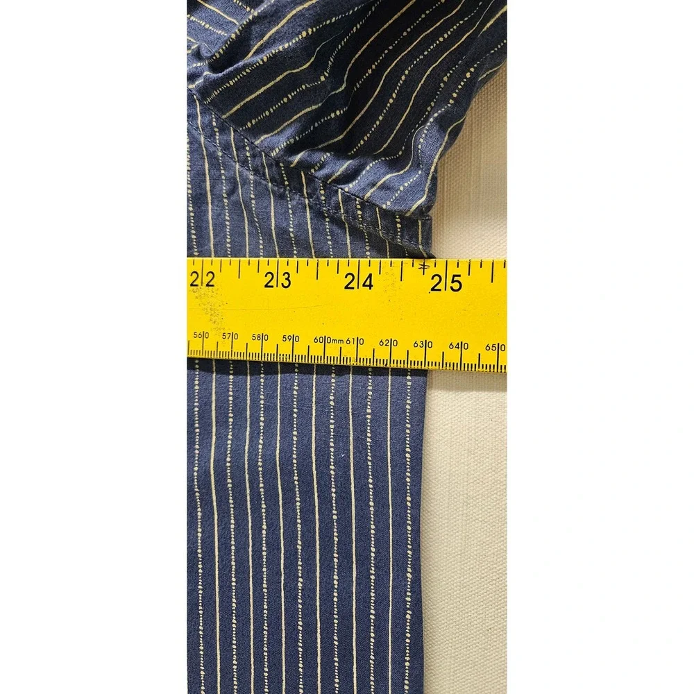 Lauren Ralph Lauren Denim Striped Button Up Shirt Blue White XL Womens